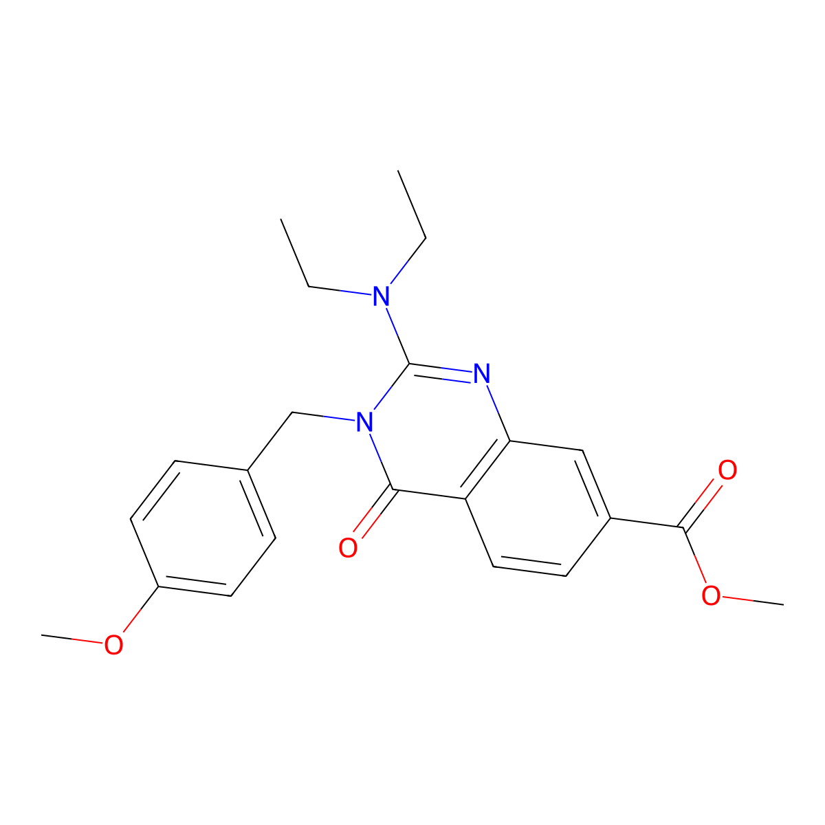Methyl 2-(diethylamino)-3-[(4-methoxyphenyl)methyl]-4-oxo-3,4-dihydroquinazoline-7-carboxylate molecular structure, CAS 1112410-28-2