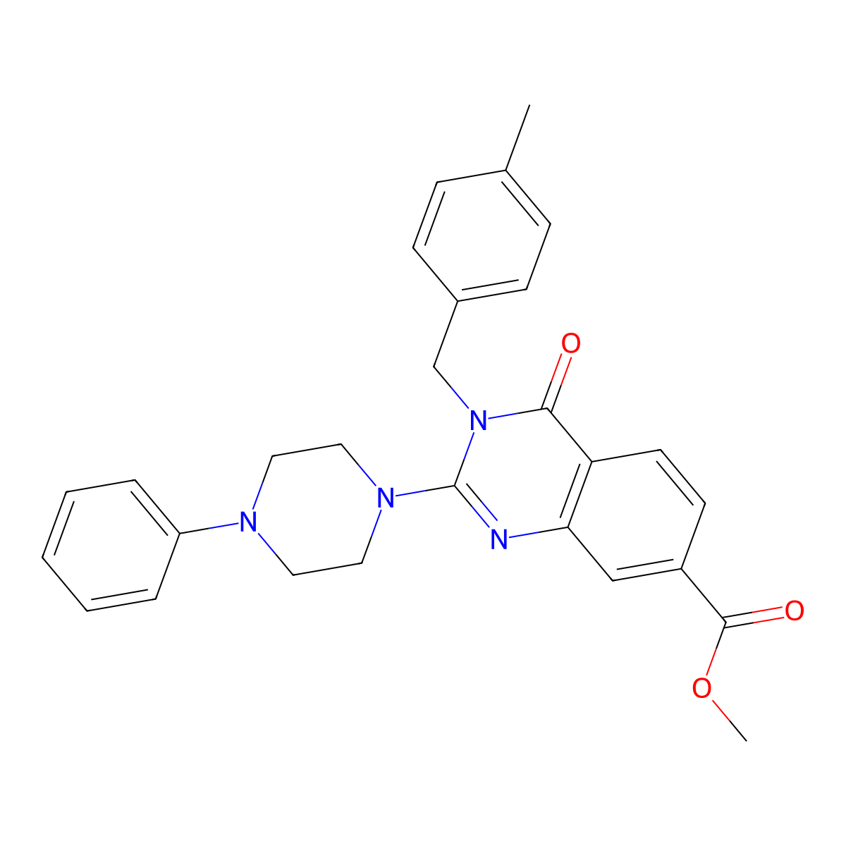 Methyl 3-[(4-methylphenyl)methyl]-4-oxo-2-(4-phenylpiperazin-1-yl)-3,4-dihydroquinazoline-7-carboxylate molecular structure, CAS 1112410-32-8