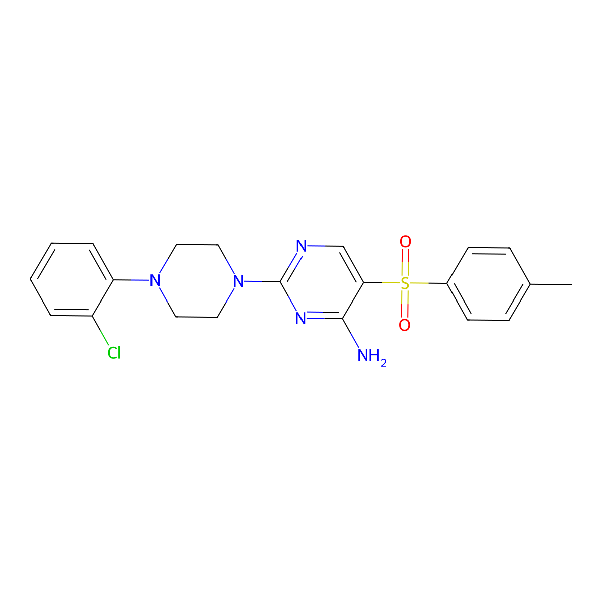 2-(4-(2-Chlorophenyl)piperazin-1-yl)-5-tosylpyrimidin-4-amine molecular structure, CAS 1112411-22-9