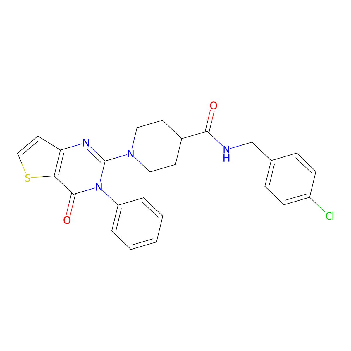 N-(4-chlorobenzyl)-1-(4-oxo-3-phenyl-3,4-dihydrothieno[3,2-d]pyrimidin-2-yl)piperidine-4-carboxamide molecular structure, CAS 1112411-74-1