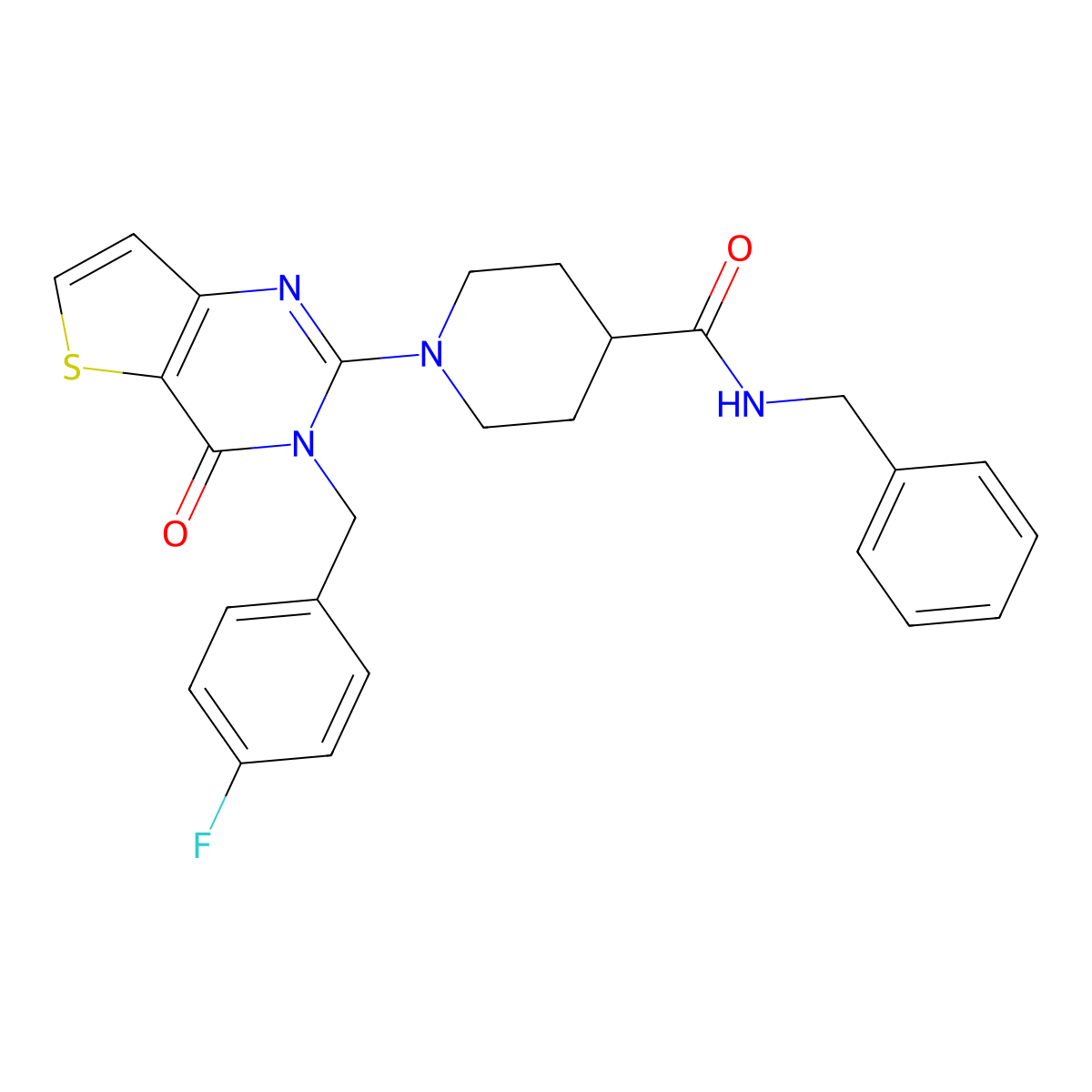 N-benzyl-1-{3-[(4-fluorophenyl)methyl]-4-oxo-3H,4H-thieno[3,2-d]pyrimidin-2-yl}piperidine-4-carboxamide molecular structure, CAS 1112412-36-8