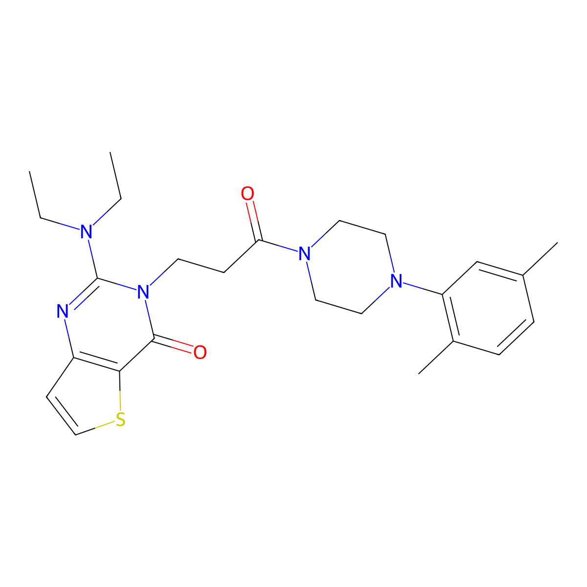 2-(diethylamino)-3-{3-[4-(2,5-dimethylphenyl)piperazin-1-yl]-3-oxopropyl}-3H,4H-thieno[3,2-d]pyrimidin-4-one molecular structure, CAS 1112418-09-3