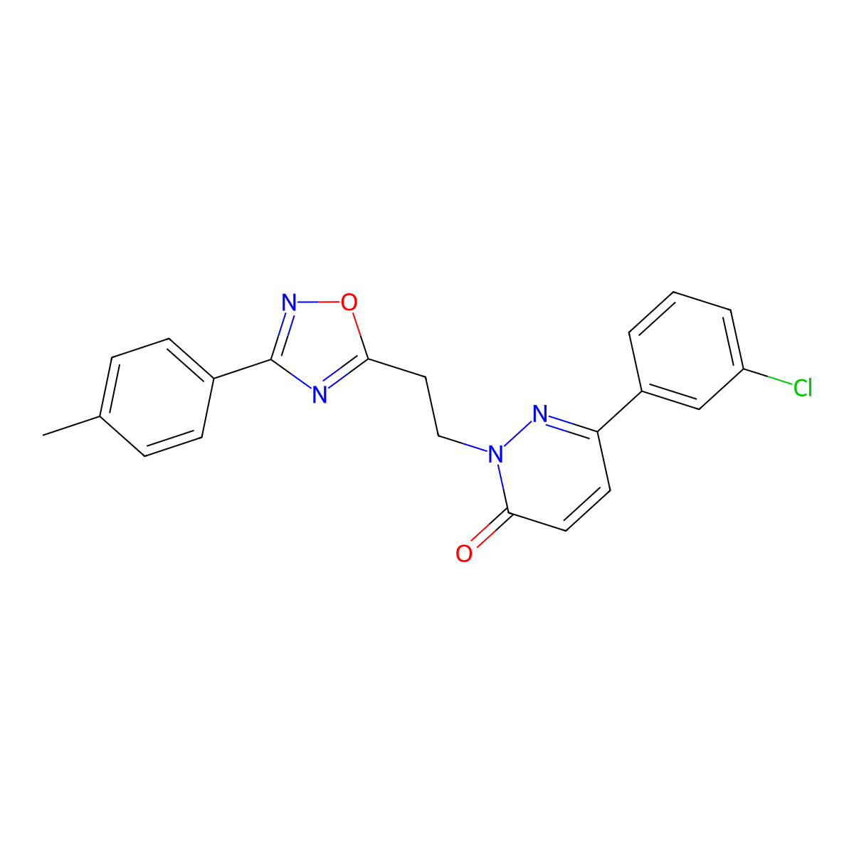 6-(3-Chlorophenyl)-2-{2-[3-(4-methylphenyl)-1,2,4-oxadiazol-5-yl]ethyl}-2,3-dihydropyridazin-3-one molecular structure, CAS 1112418-47-9