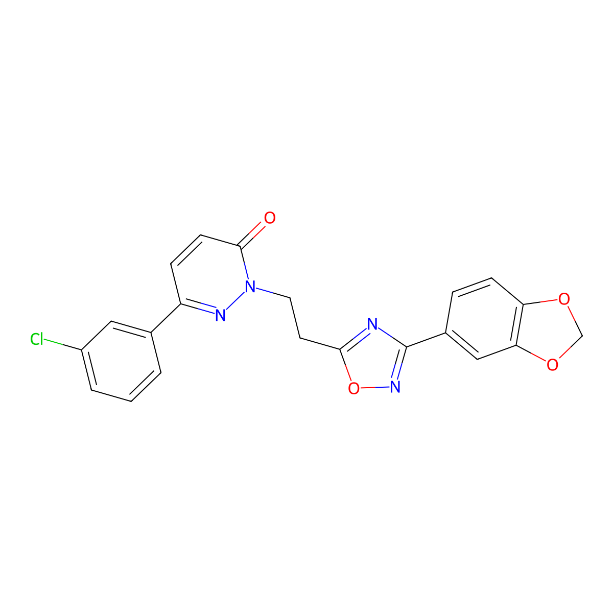 2-(2-(3-(benzo[d][1,3]dioxol-5-yl)-1,2,4-oxadiazol-5-yl)ethyl)-6-(3-chlorophenyl)pyridazin-3(2H)-one molecular structure, CAS 1112418-48-0
