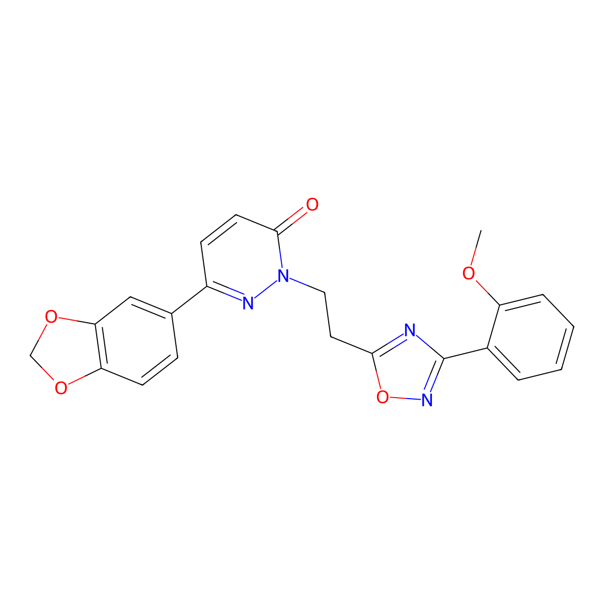 6-(benzo[d][1,3]dioxol-5-yl)-2-(2-(3-(2-methoxyphenyl)-1,2,4-oxadiazol-5-yl)ethyl)pyridazin-3(2H)-one molecular structure, CAS 1112418-51-5
