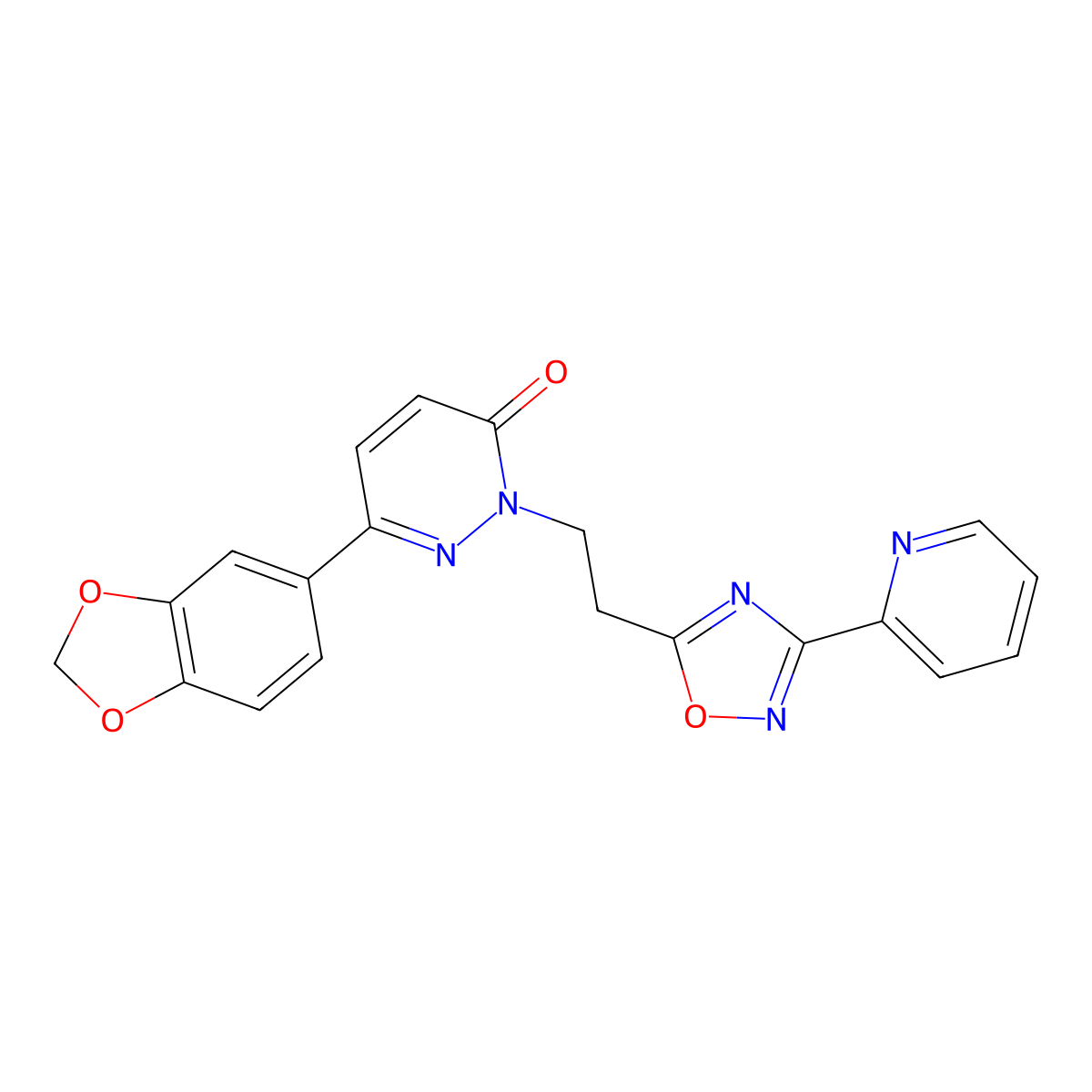 6-(benzo[d][1,3]dioxol-5-yl)-2-(2-(3-(pyridin-2-yl)-1,2,4-oxadiazol-5-yl)ethyl)pyridazin-3(2H)-one molecular structure, CAS 1112418-55-9