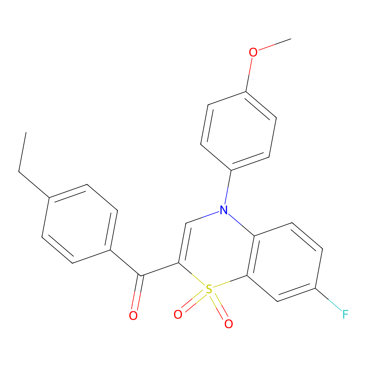 (4-ethylphenyl)[7-fluoro-4-(4-methoxyphenyl)-1,1-dioxido-4H-1,4-benzothiazin-2-yl]methanone molecular structure, CAS 1112418-98-0