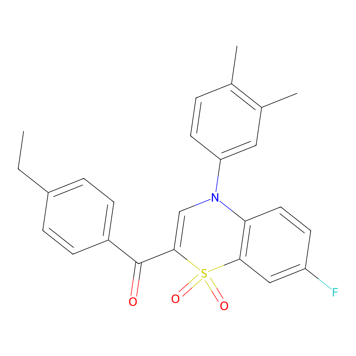 [4-(3,4-dimethylphenyl)-7-fluoro-1,1-dioxido-4H-1,4-benzothiazin-2-yl](4-ethylphenyl)methanone molecular structure, CAS 1112419-02-9