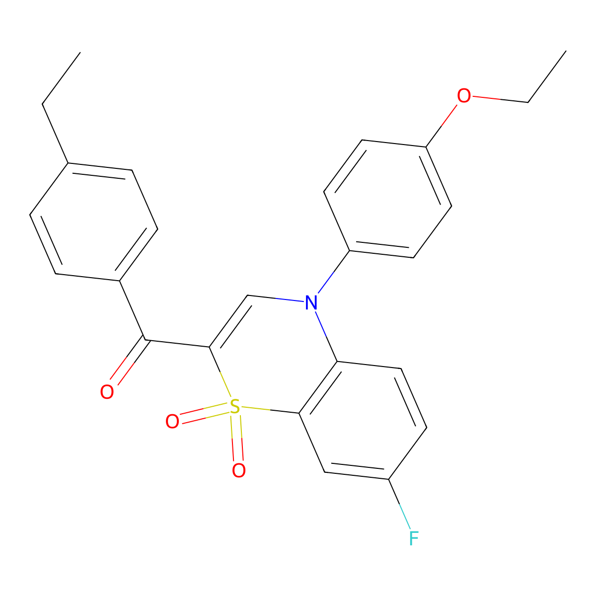 [4-(4-ethoxyphenyl)-7-fluoro-1,1-dioxido-4H-1,4-benzothiazin-2-yl](4-ethylphenyl)methanone molecular structure, CAS 1112419-03-0