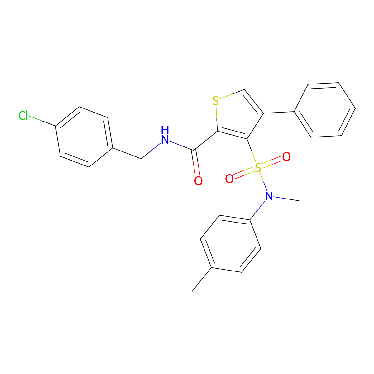 N-(4-chlorobenzyl)-3-(N-methyl-N-(p-tolyl)sulfamoyl)-4-phenylthiophene-2-carboxamide molecular structure, CAS 1112419-05-2