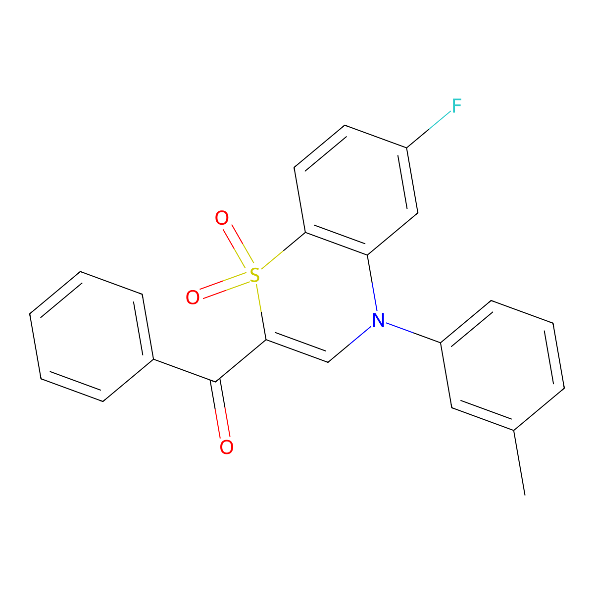 [6-fluoro-4-(3-methylphenyl)-1,1-dioxido-4H-1,4-benzothiazin-2-yl](phenyl)methanone molecular structure, CAS 1112419-06-3