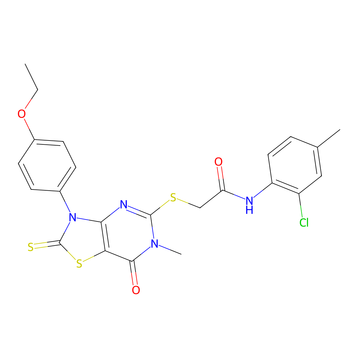 N-(2-chloro-4-methylphenyl)-2-((3-(4-ethoxyphenyl)-6-methyl-7-oxo-2-thioxo-2,3,6,7-tetrahydrothiazolo[4,5-d]pyrimidin-5-yl)thio)acetamide molecular structure, CAS 1112419-11-0