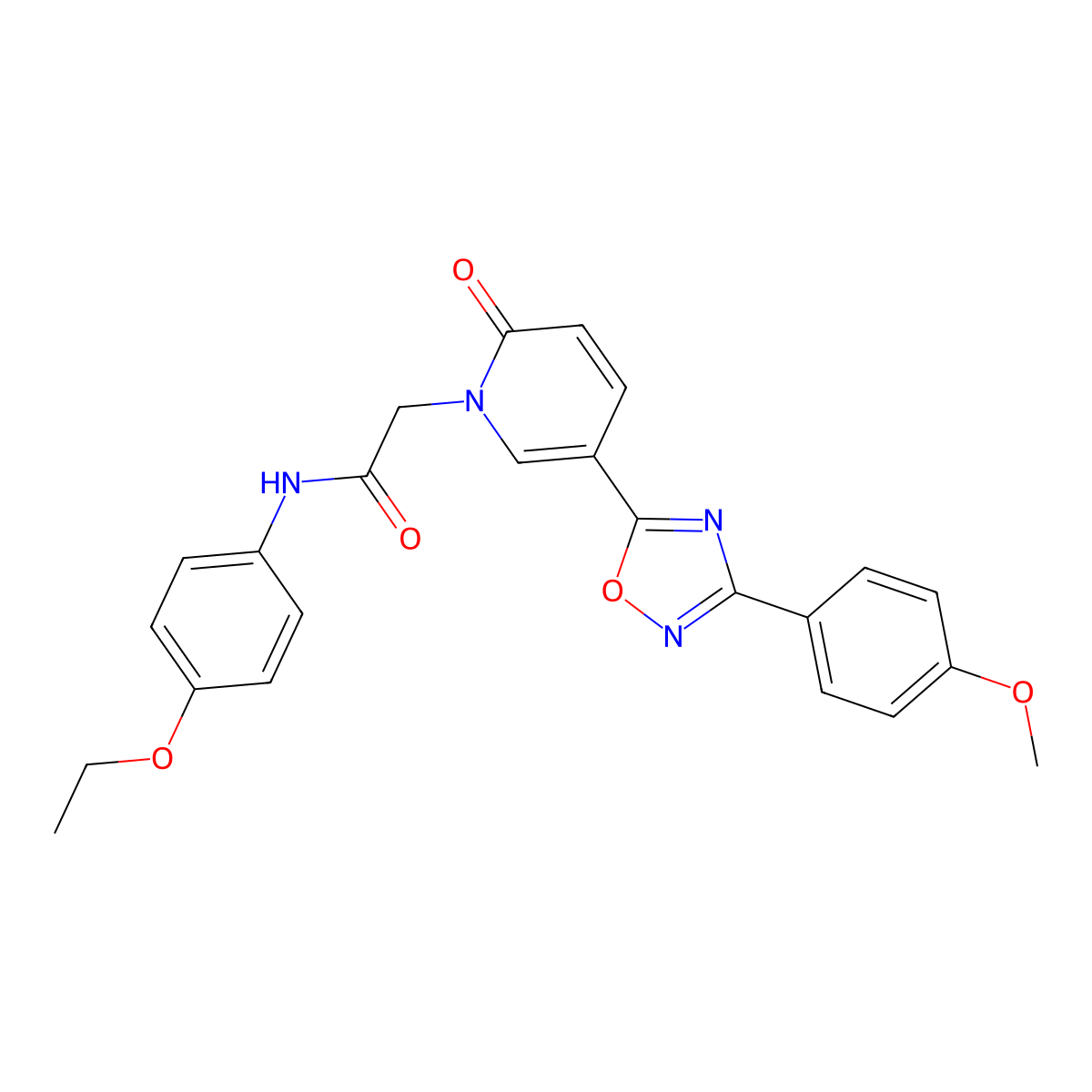 N-(4-ethoxyphenyl)-2-{5-[3-(4-methoxyphenyl)-1,2,4-oxadiazol-5-yl]-2-oxo-1,2-dihydropyridin-1-yl}acetamide molecular structure, CAS 1112419-30-3