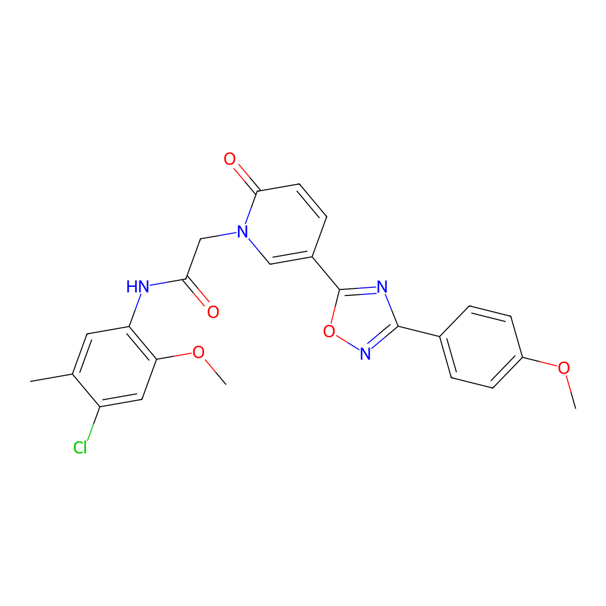 N-(4-chloro-2-methoxy-5-methylphenyl)-2-{5-[3-(4-methoxyphenyl)-1,2,4-oxadiazol-5-yl]-2-oxo-1,2-dihydropyridin-1-yl}acetamide molecular structure, CAS 1112419-35-8