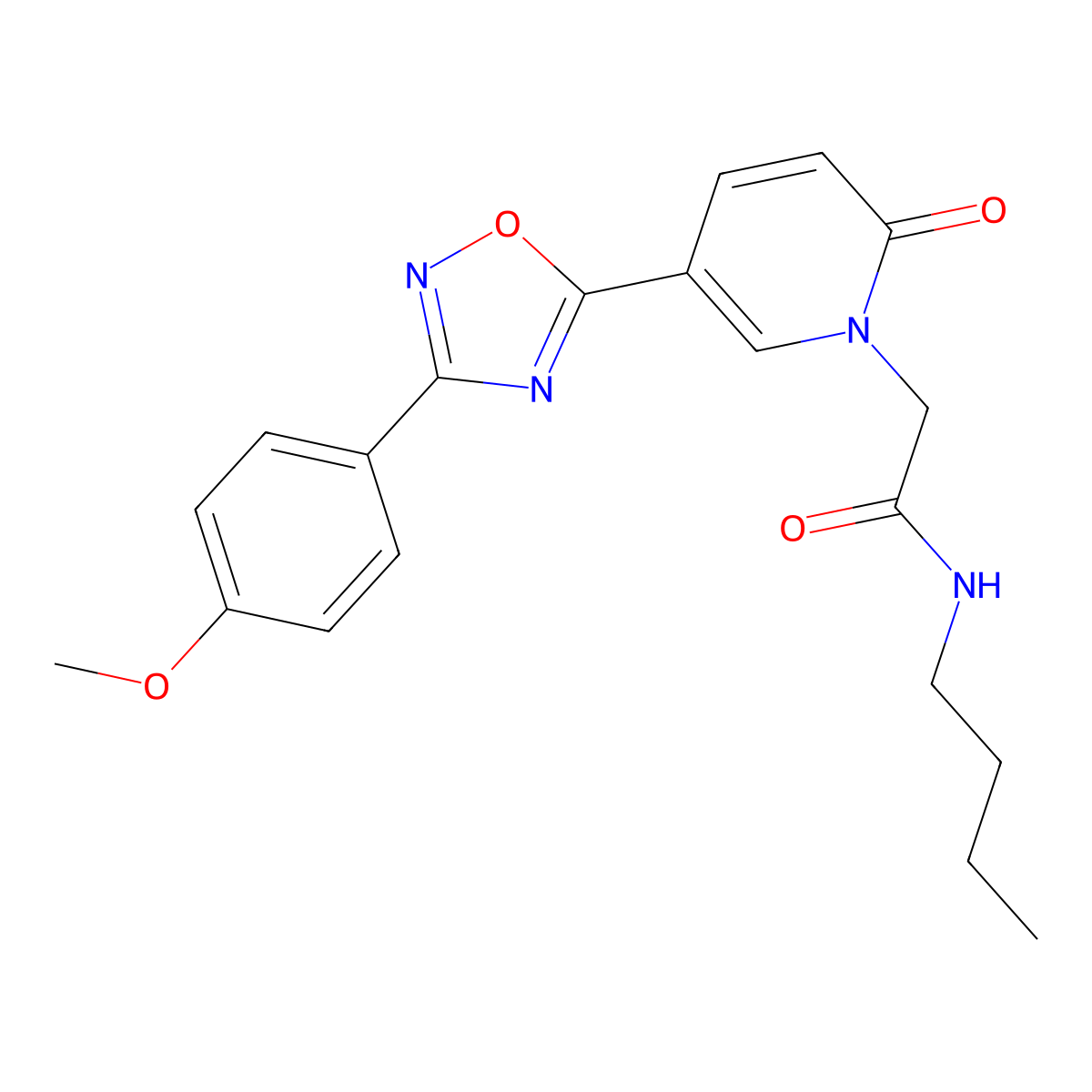 N-butyl-2-{5-[3-(4-methoxyphenyl)-1,2,4-oxadiazol-5-yl]-2-oxo-1,2-dihydropyridin-1-yl}acetamide molecular structure, CAS 1112419-37-0
