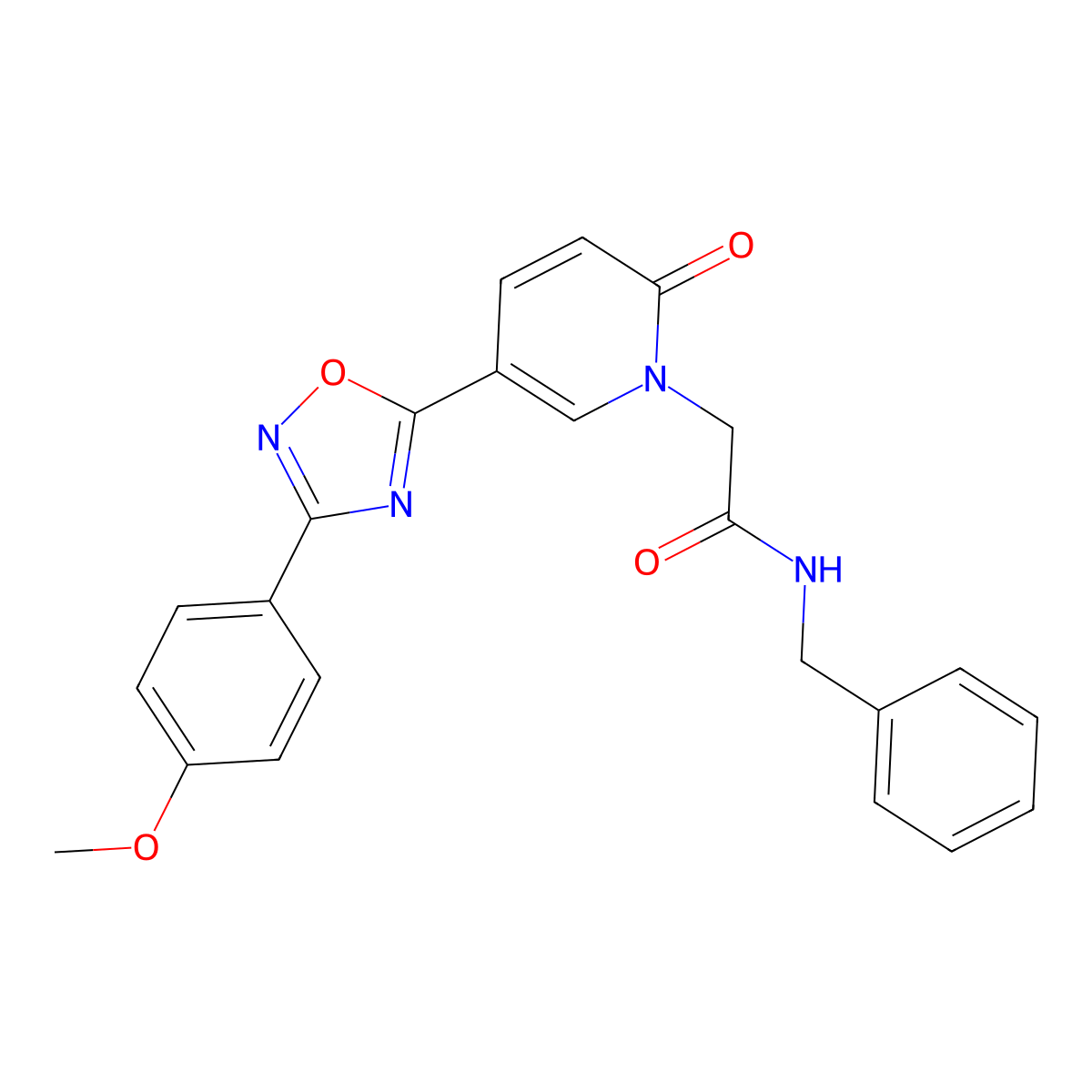 N-benzyl-2-{5-[3-(4-methoxyphenyl)-1,2,4-oxadiazol-5-yl]-2-oxo-1,2-dihydropyridin-1-yl}acetamide molecular structure, CAS 1112419-39-2