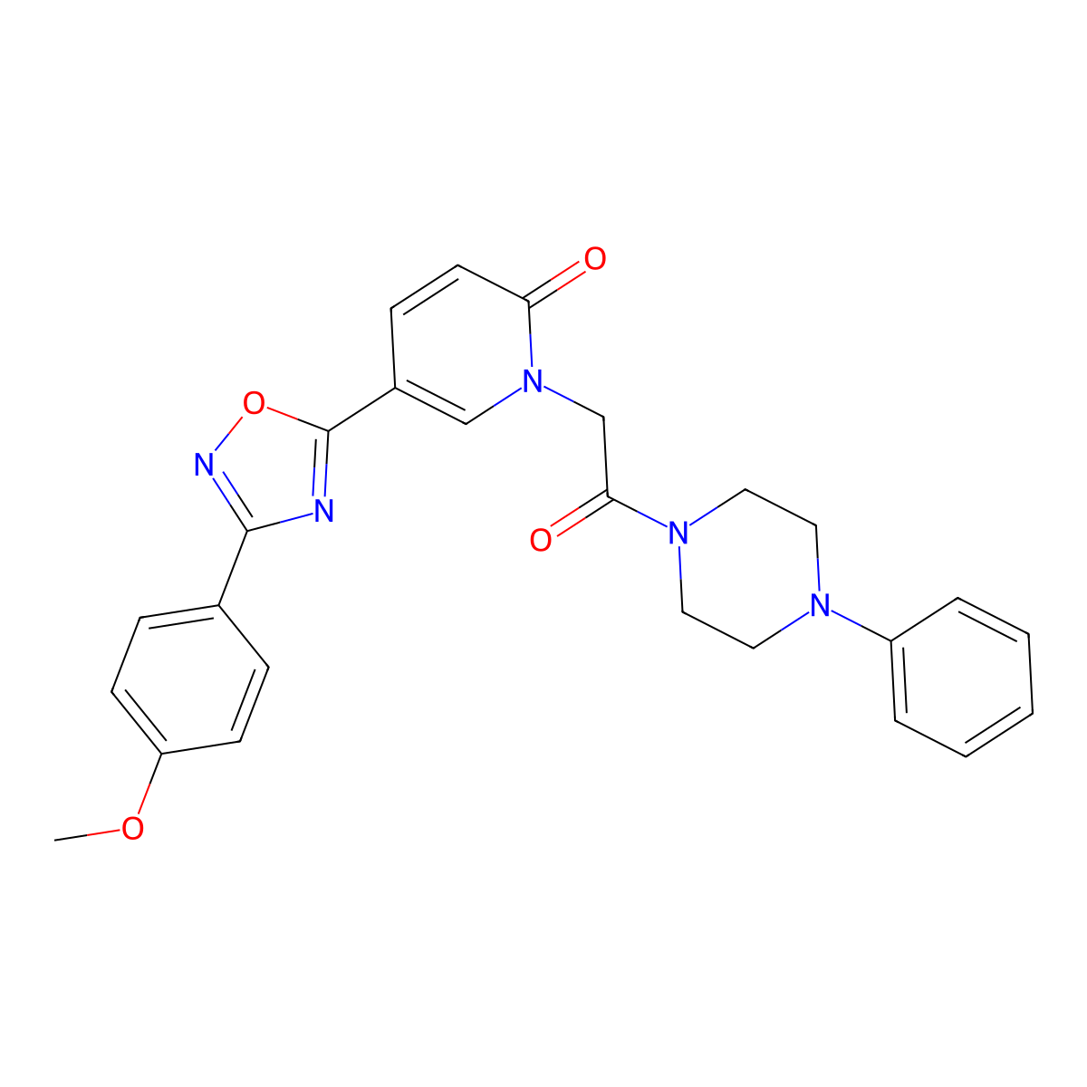 5-(3-(4-methoxyphenyl)-1,2,4-oxadiazol-5-yl)-1-(2-oxo-2-(4-phenylpiperazin-1-yl)ethyl)pyridin-2(1H)-one molecular structure, CAS 1112419-41-6