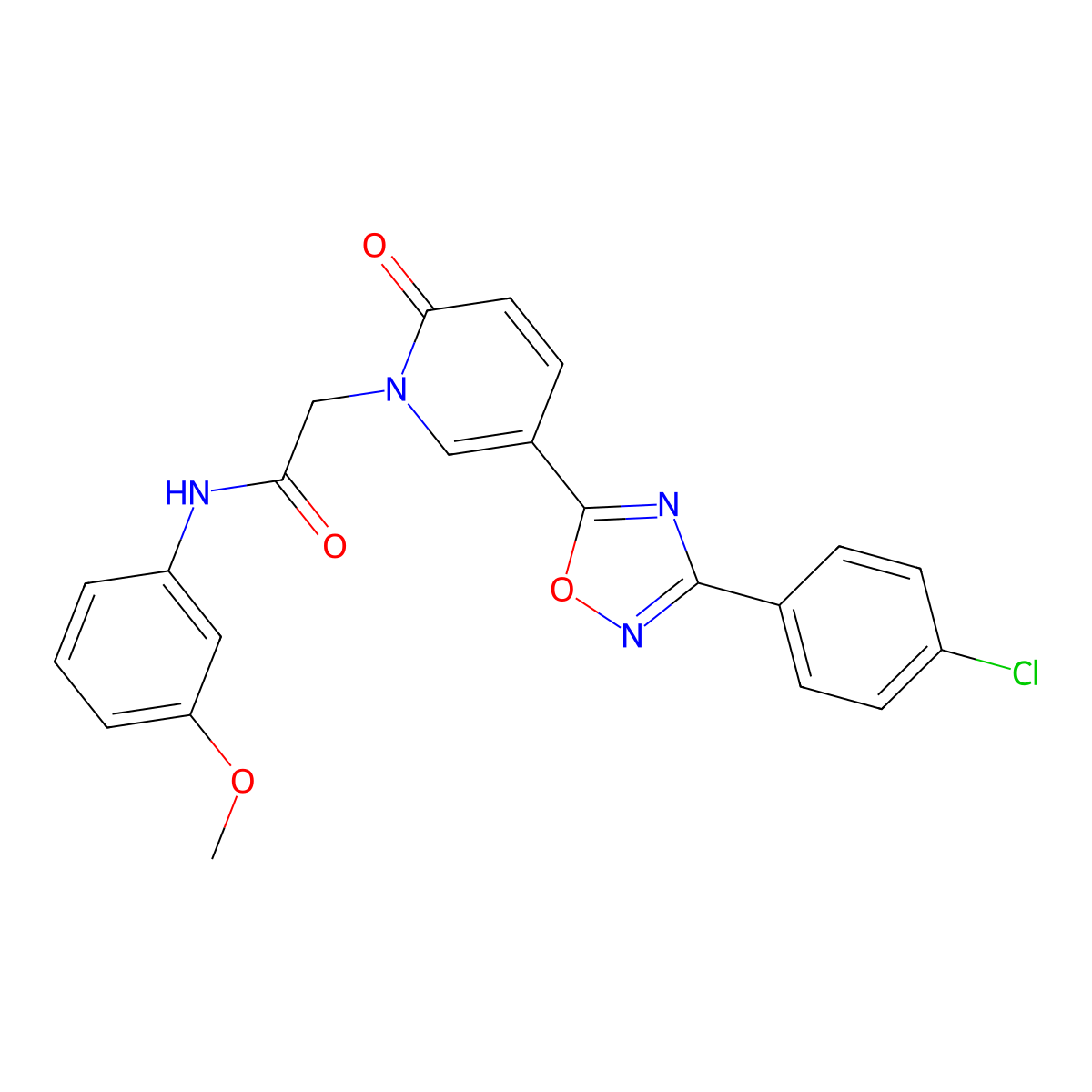 2-{5-[3-(4-chlorophenyl)-1,2,4-oxadiazol-5-yl]-2-oxo-1,2-dihydropyridin-1-yl}-N-(3-methoxyphenyl)acetamide molecular structure, CAS 1112419-45-0