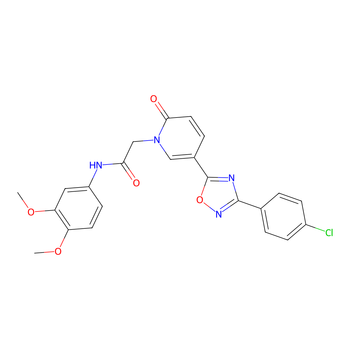 2-{5-[3-(4-chlorophenyl)-1,2,4-oxadiazol-5-yl]-2-oxo-1,2-dihydropyridin-1-yl}-N-(3,4-dimethoxyphenyl)acetamide molecular structure, CAS 1112419-47-2