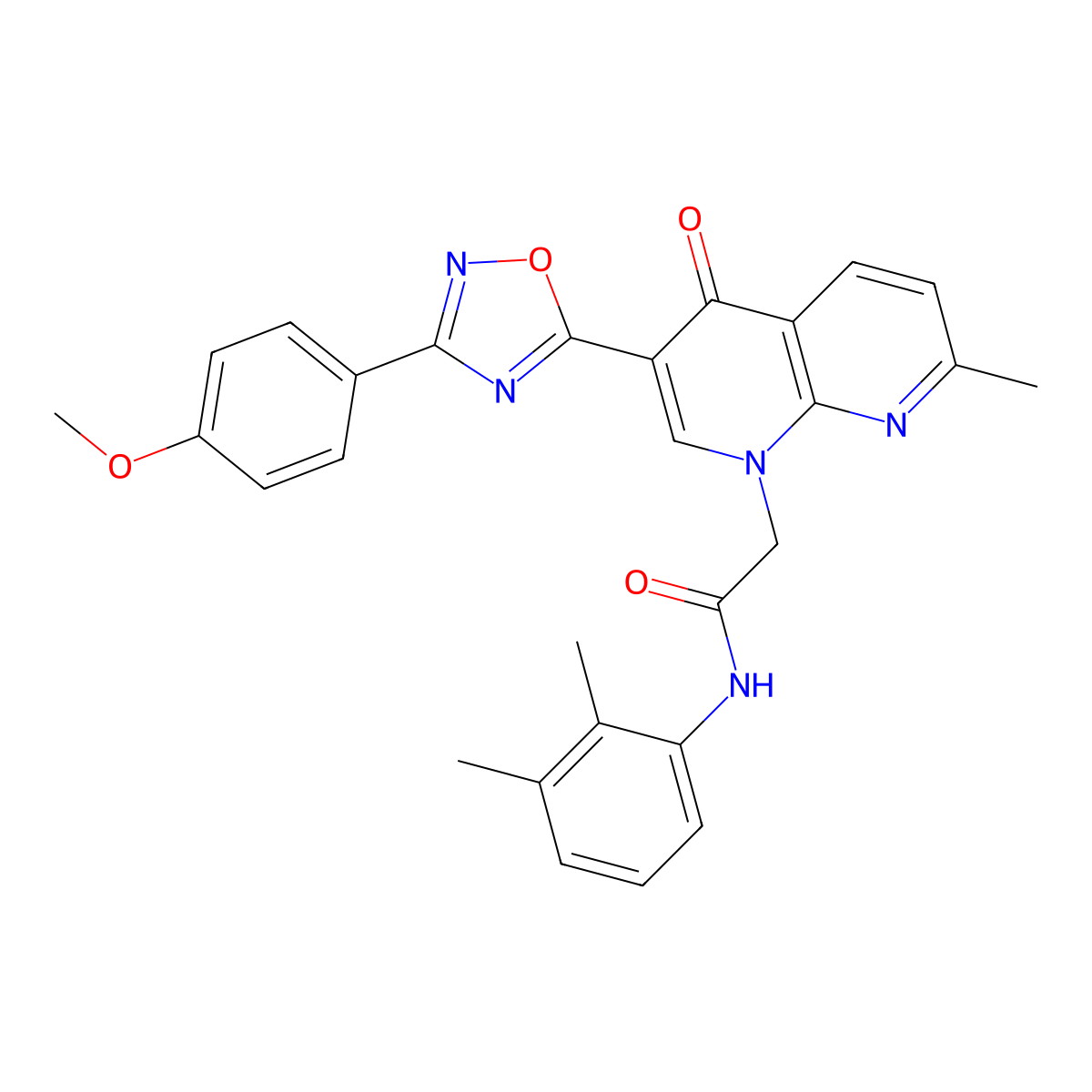 N-(2,3-dimethylphenyl)-2-(3-(3-(4-methoxyphenyl)-1,2,4-oxadiazol-5-yl)-7-methyl-4-oxo-1,8-naphthyridin-1(4H)-yl)acetamide molecular structure, CAS 1112426-96-6