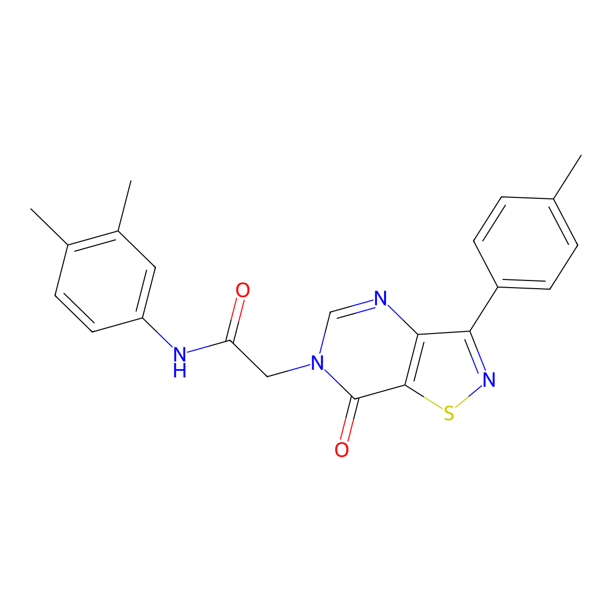 N-(3,4-dimethylphenyl)-2-[3-(4-methylphenyl)-7-oxo-6H,7H-[1,2]thiazolo[4,5-d]pyrimidin-6-yl]acetamide molecular structure, CAS 1112428-36-0
