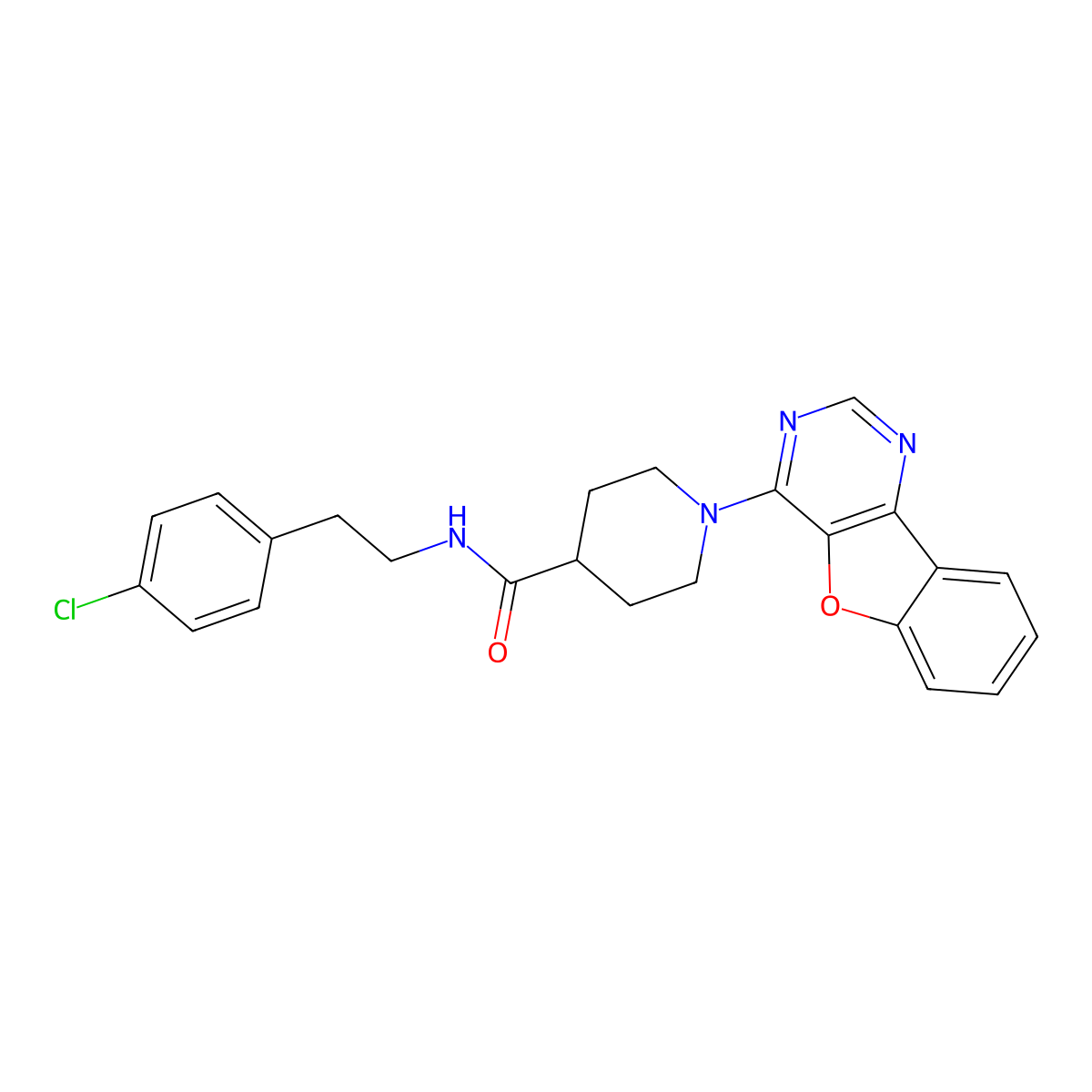 1-[1]benzofuro[3,2-d]pyrimidin-4-yl-N-[2-(4-chlorophenyl)ethyl]piperidine-4-carboxamide molecular structure, CAS 1112429-00-1