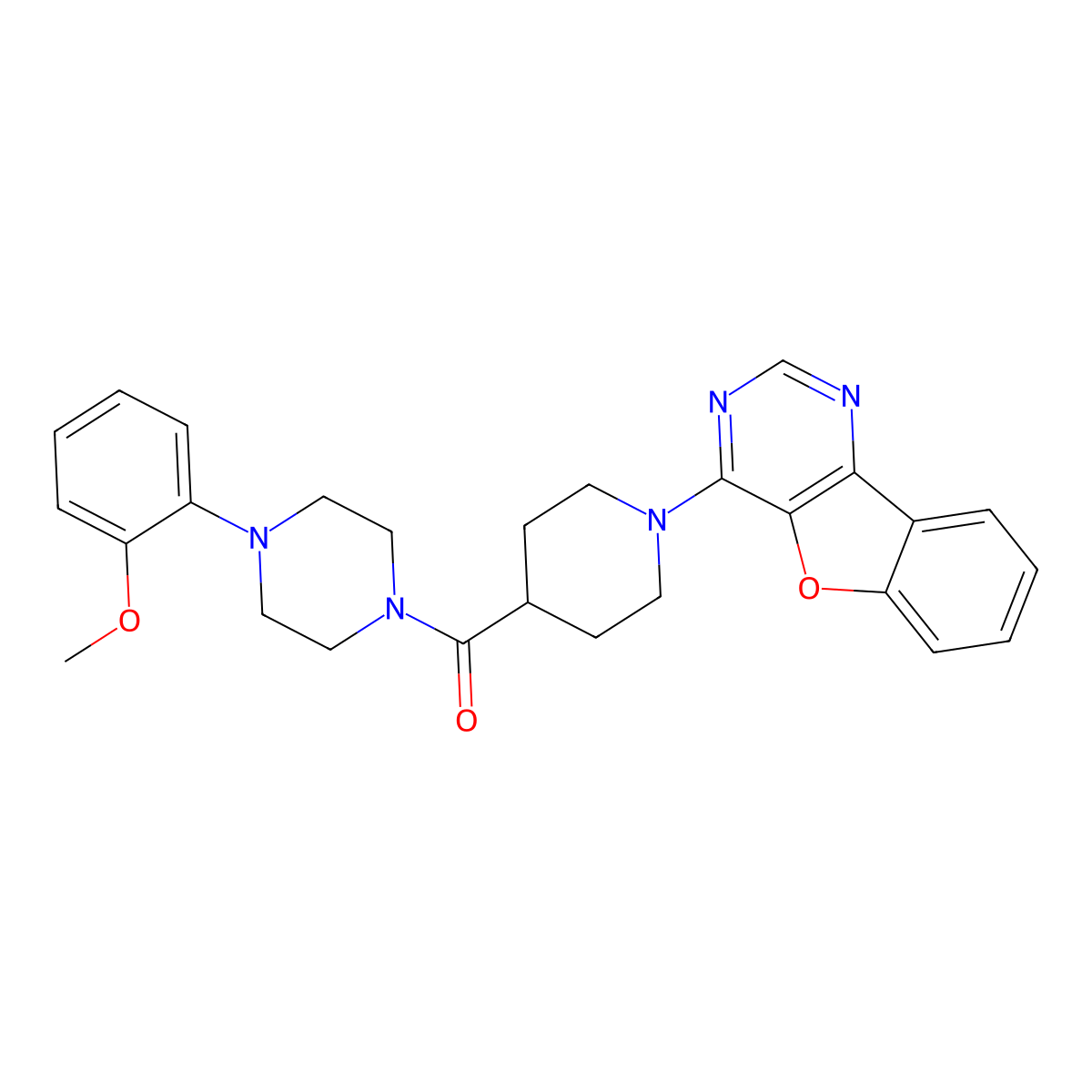 (1-[1]Benzofuro[3,2-d]pyrimidin-4-yl-4-piperidyl)[4-(2-methoxyphenyl)piperazino]methanone molecular structure, CAS 1112429-09-0