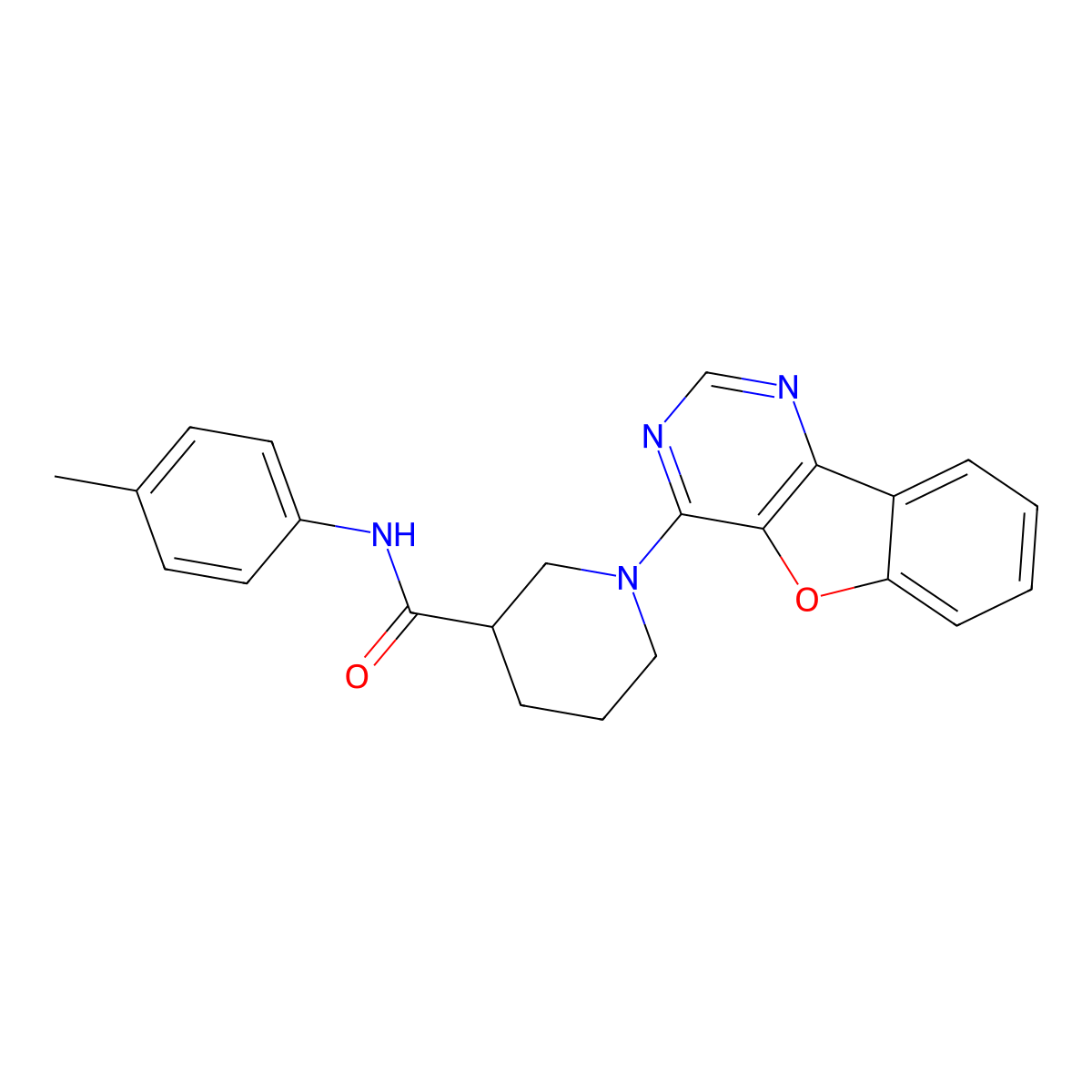 1-([1]benzofuro[3,2-d]pyrimidin-4-yl)-N-(4-methylphenyl)piperidine-3-carboxamide molecular structure, CAS 1112429-12-5