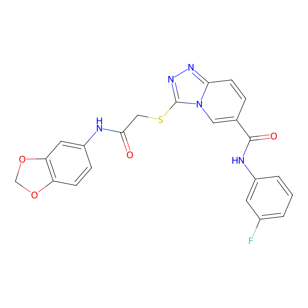 3-({[(2H-1,3-benzodioxol-5-yl)carbamoyl]methyl}sulfanyl)-N-(3-fluorophenyl)-[1,2,4]triazolo[4,3-a]pyridine-6-carboxamide molecular structure, CAS 1112429-99-8