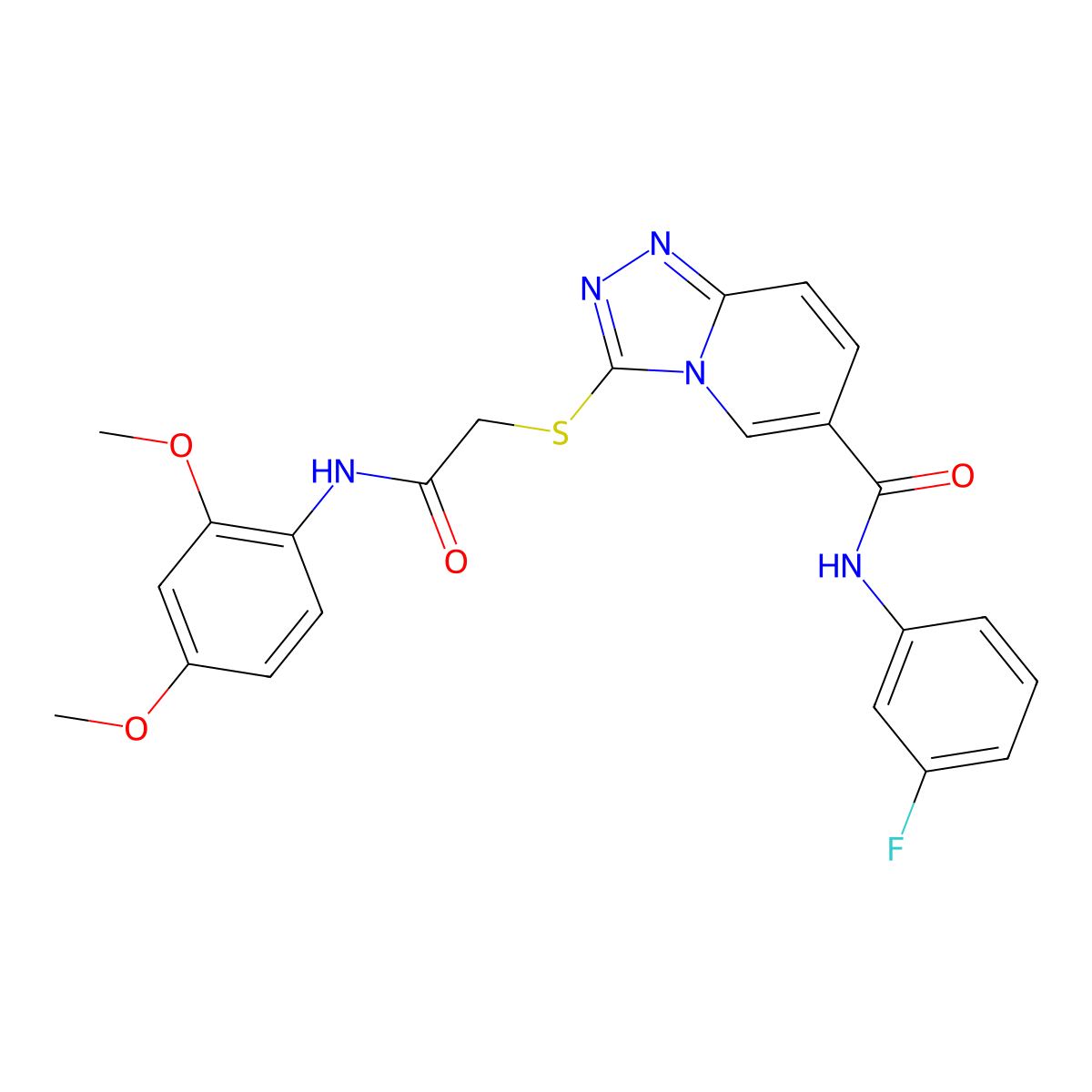 3-({[(2,4-dimethoxyphenyl)carbamoyl]methyl}sulfanyl)-N-(3-fluorophenyl)-[1,2,4]triazolo[4,3-a]pyridine-6-carboxamide molecular structure, CAS 1112430-01-9