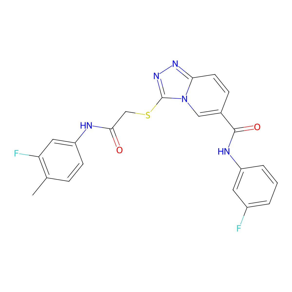 3-({[(3-fluoro-4-methylphenyl)carbamoyl]methyl}sulfanyl)-N-(3-fluorophenyl)-[1,2,4]triazolo[4,3-a]pyridine-6-carboxamide molecular structure, CAS 1112430-02-0