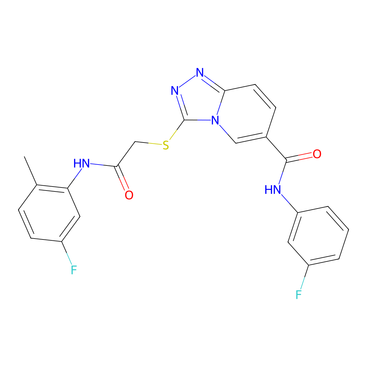 3-({[(5-fluoro-2-methylphenyl)carbamoyl]methyl}sulfanyl)-N-(3-fluorophenyl)-[1,2,4]triazolo[4,3-a]pyridine-6-carboxamide molecular structure, CAS 1112430-04-2