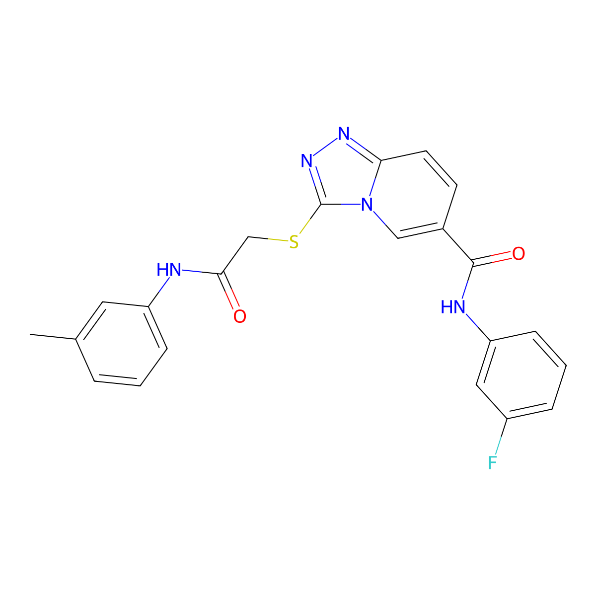 N-(3-fluorophenyl)-3-({[(3-methylphenyl)carbamoyl]methyl}sulfanyl)-[1,2,4]triazolo[4,3-a]pyridine-6-carboxamide molecular structure, CAS 1112430-08-6