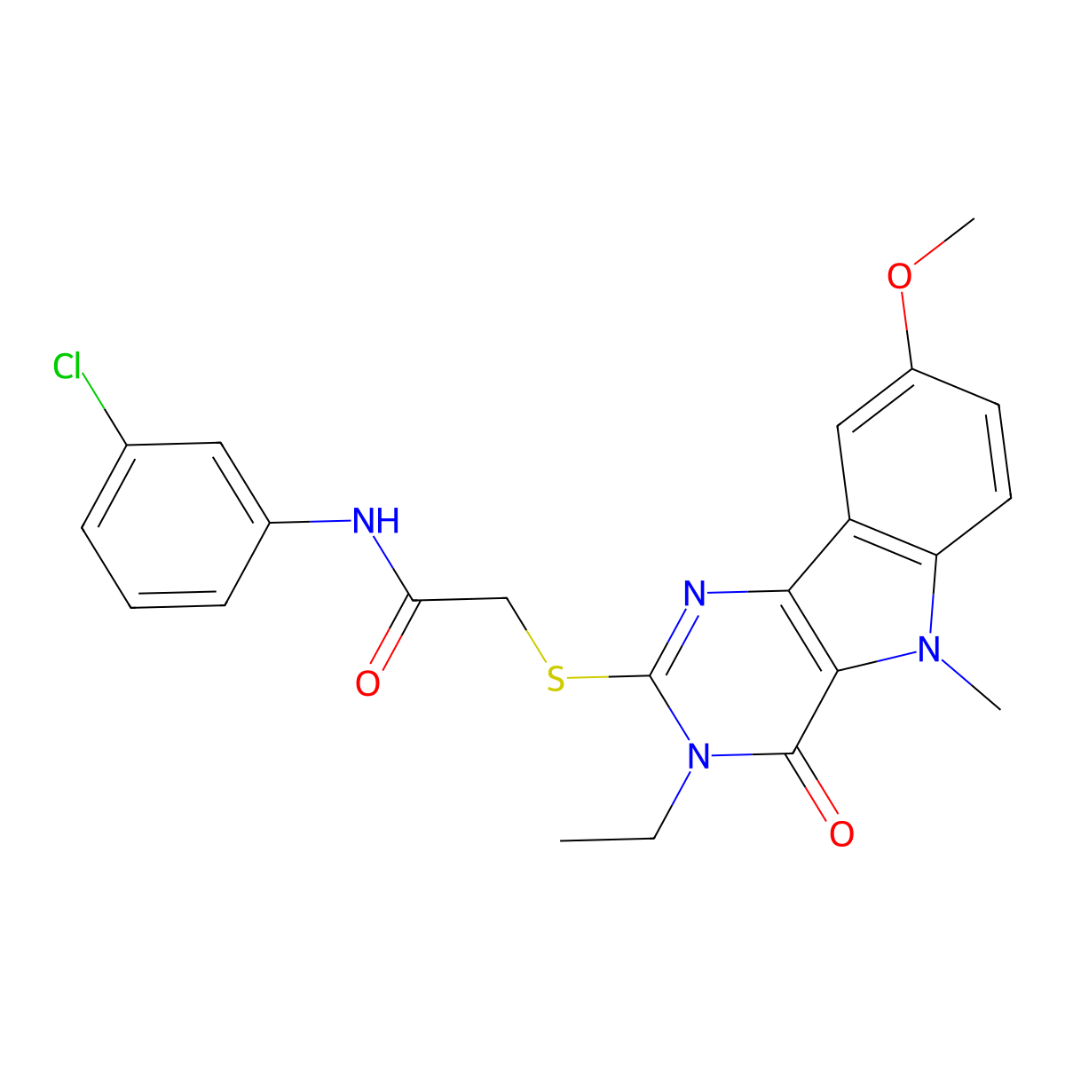 N-(3-chlorophenyl)-2-((3-ethyl-8-methoxy-5-methyl-4-oxo-4,5-dihydro-3H-pyrimido[5,4-b]indol-2-yl)thio)acetamide molecular structure, CAS 1112430-81-5