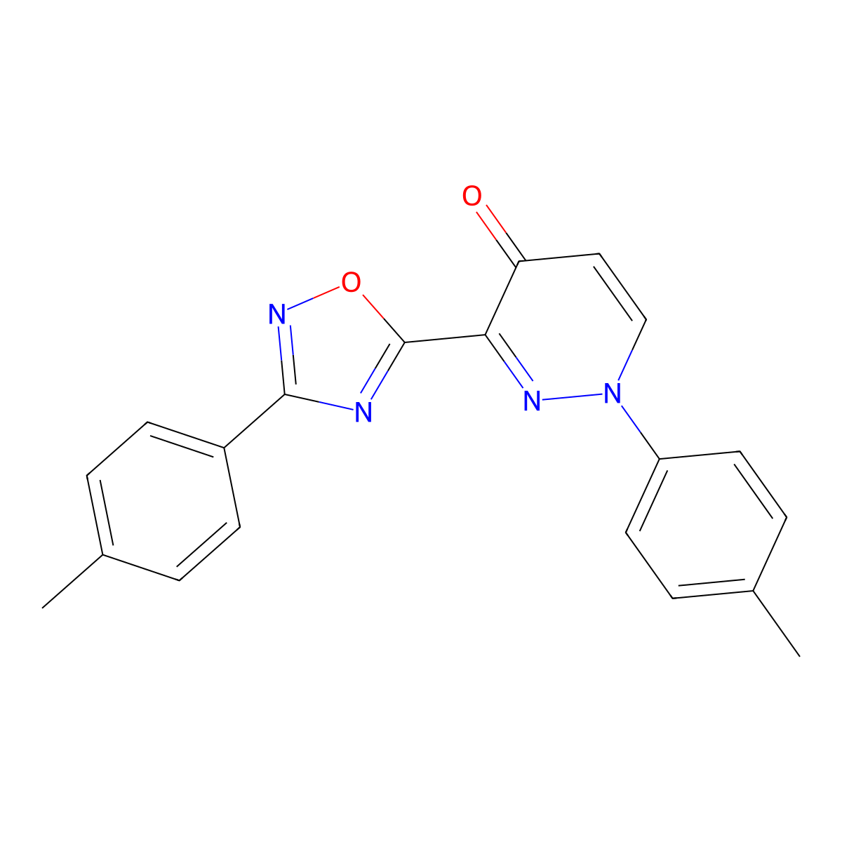 1-(p-tolyl)-3-(3-(p-tolyl)-1,2,4-oxadiazol-5-yl)pyridazin-4(1H)-one molecular structure, CAS 1112432-94-6