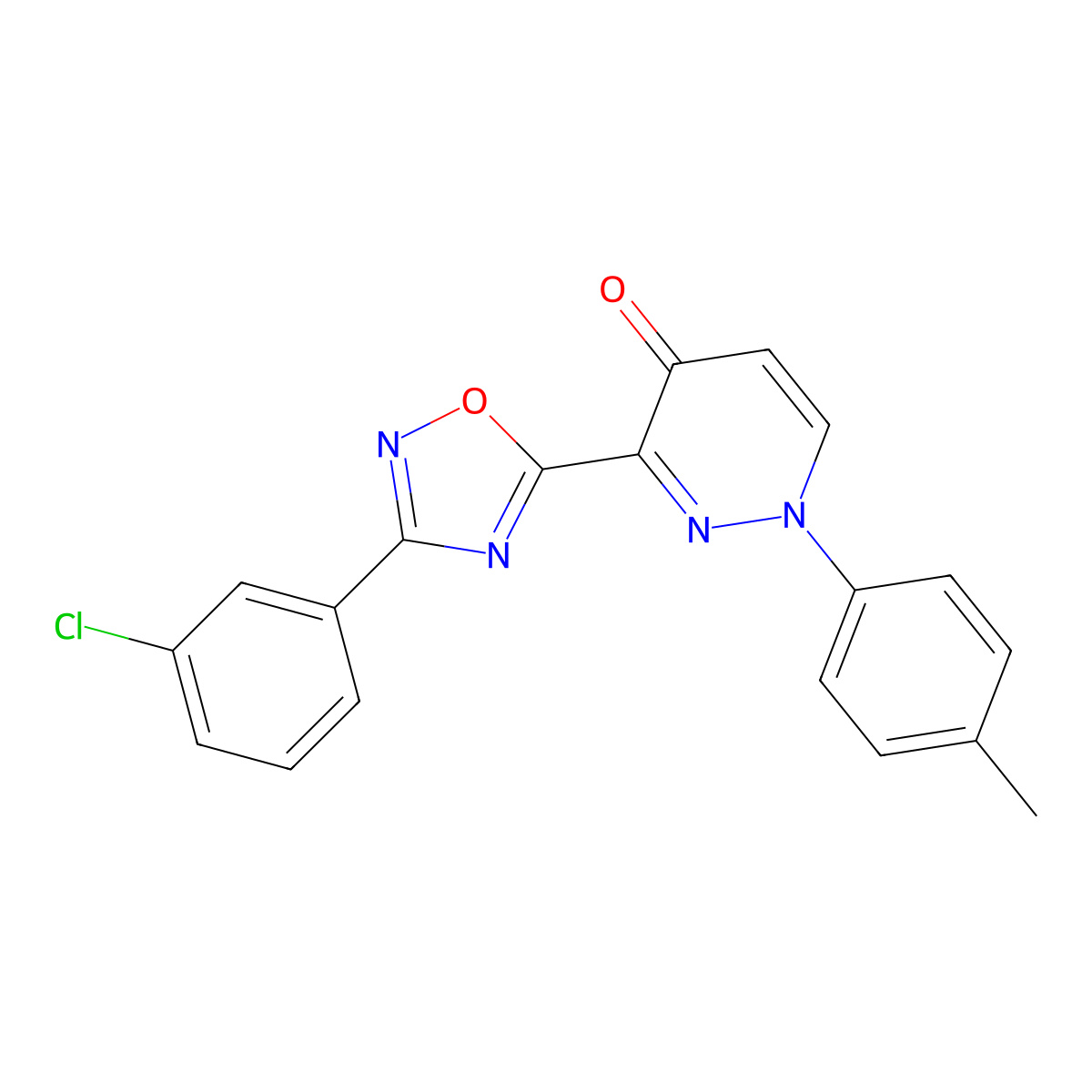 3-(3-(3-chlorophenyl)-1,2,4-oxadiazol-5-yl)-1-(p-tolyl)pyridazin-4(1H)-one molecular structure, CAS 1112432-98-0