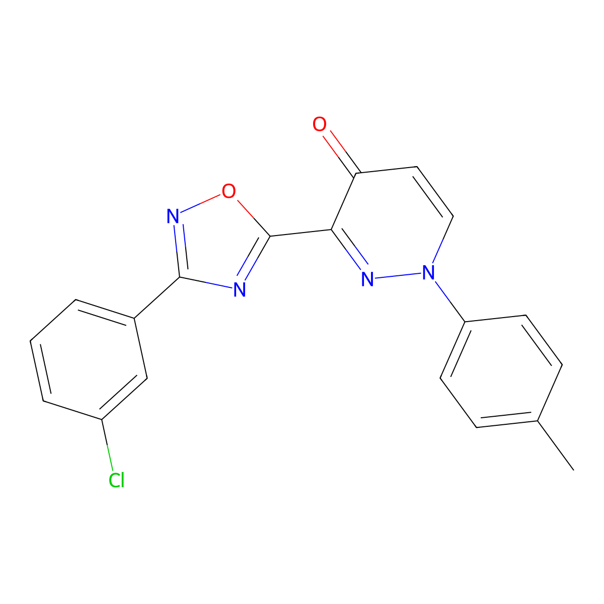 3-(3-(3-chlorophenyl)-1,2,4-oxadiazol-5-yl)-1-(p-tolyl)pyridazin-4(1H)-one molecular structure, CAS 1112432-98-0
