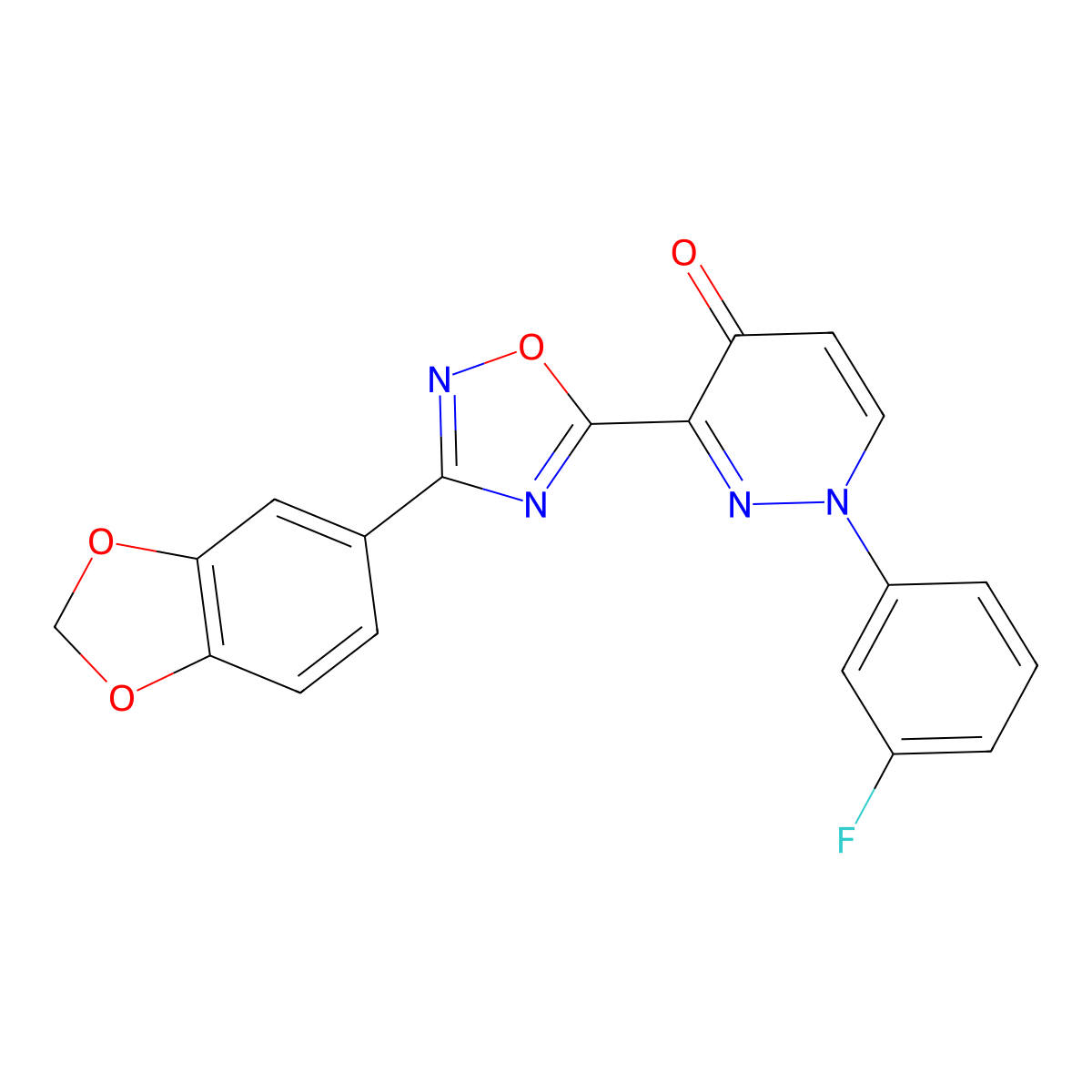 3-[3-(2H-1,3-benzodioxol-5-yl)-1,2,4-oxadiazol-5-yl]-1-(3-fluorophenyl)-1,4-dihydropyridazin-4-one molecular structure, CAS 1112433-13-2