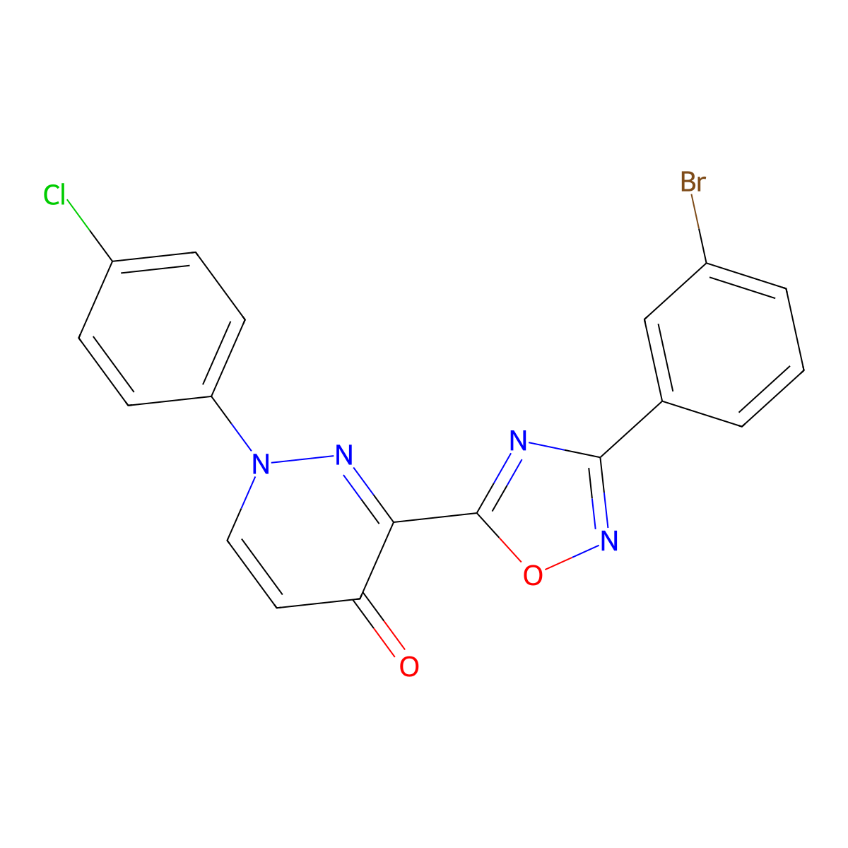 3-(3-(3-bromophenyl)-1,2,4-oxadiazol-5-yl)-1-(4-chlorophenyl)pyridazin-4(1H)-one molecular structure, CAS 1112433-19-8
