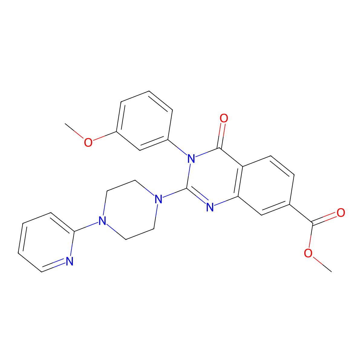 Methyl 3-(3-methoxyphenyl)-4-oxo-2-[4-(pyridin-2-yl)piperazin-1-yl]-3,4-dihydroquinazoline-7-carboxylate molecular structure, CAS 1112433-26-7