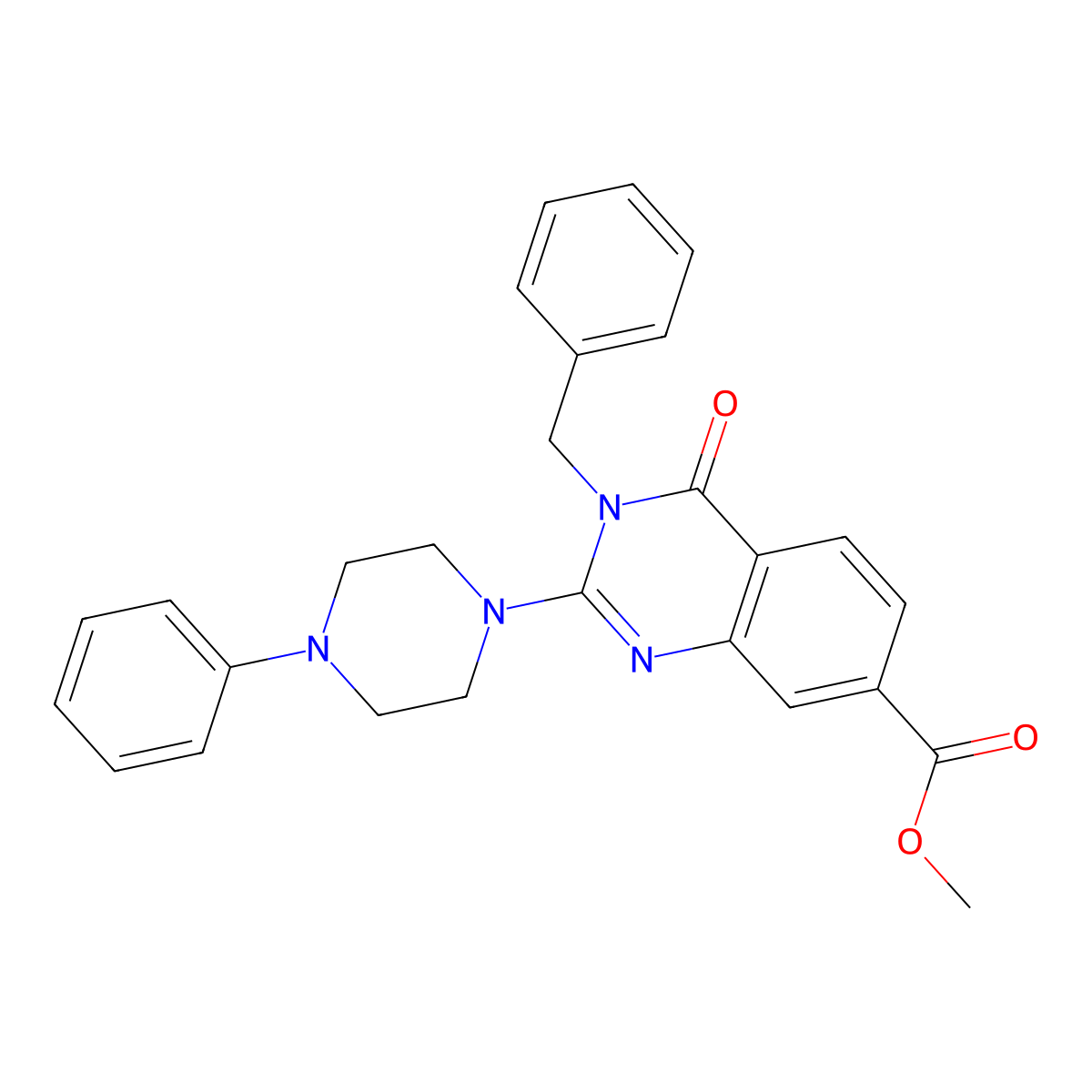 Methyl 3-benzyl-4-oxo-2-(4-phenylpiperazin-1-yl)-3,4-dihydroquinazoline-7-carboxylate molecular structure, CAS 1112433-50-7