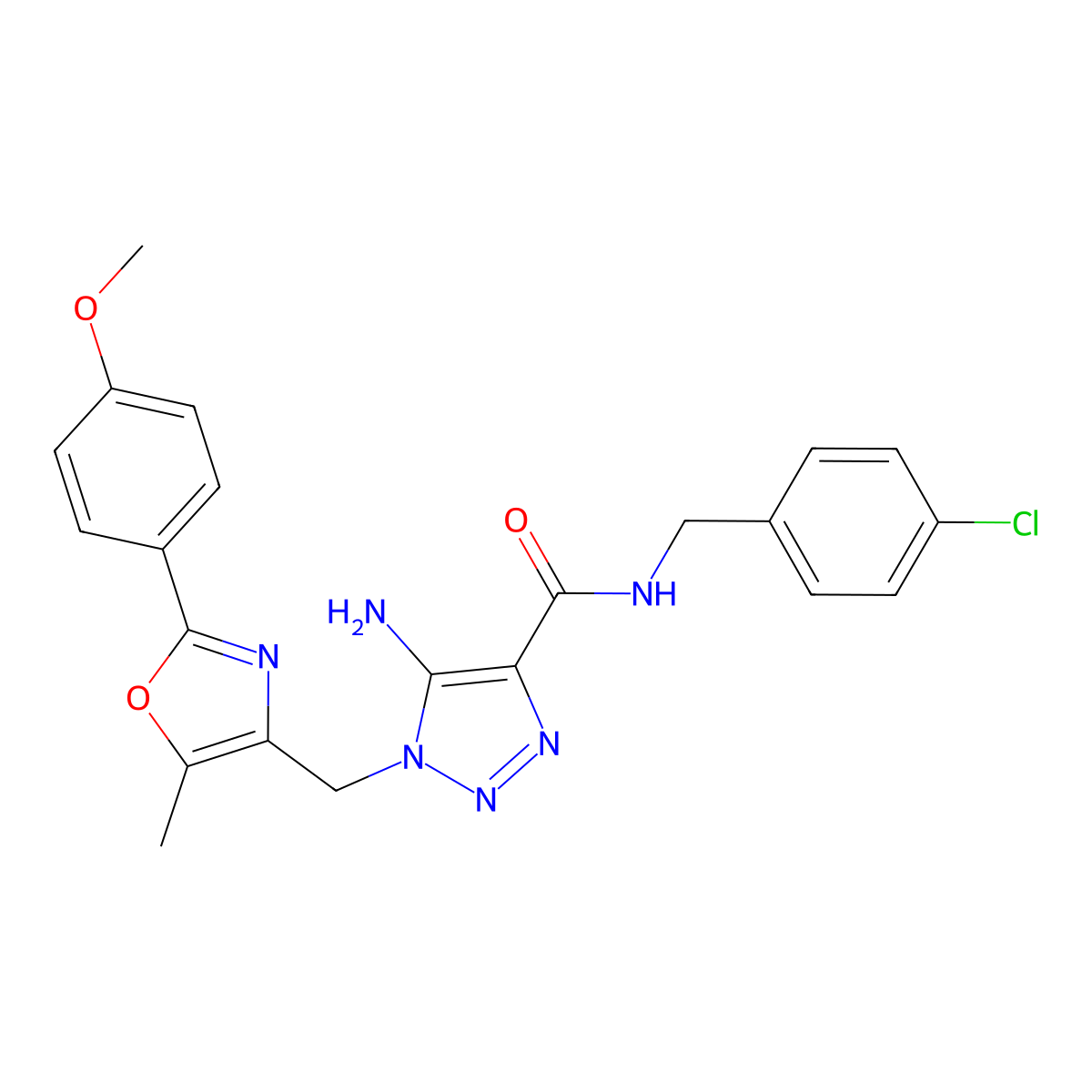 5-amino-N-(4-chlorobenzyl)-1-{[2-(4-methoxyphenyl)-5-methyl-1,3-oxazol-4-yl]methyl}-1H-1,2,3-triazole-4-carboxamide molecular structure, CAS 1112433-73-4