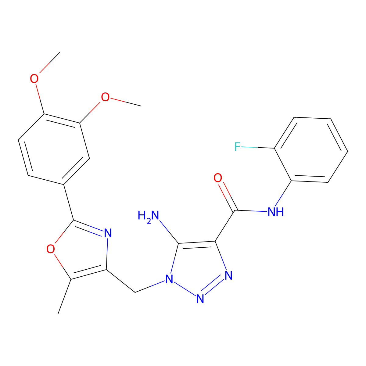 5-amino-1-{[2-(3,4-dimethoxyphenyl)-5-methyl-1,3-oxazol-4-yl]methyl}-N-(2-fluorophenyl)-1H-1,2,3-triazole-4-carboxamide molecular structure, CAS 1112433-82-5