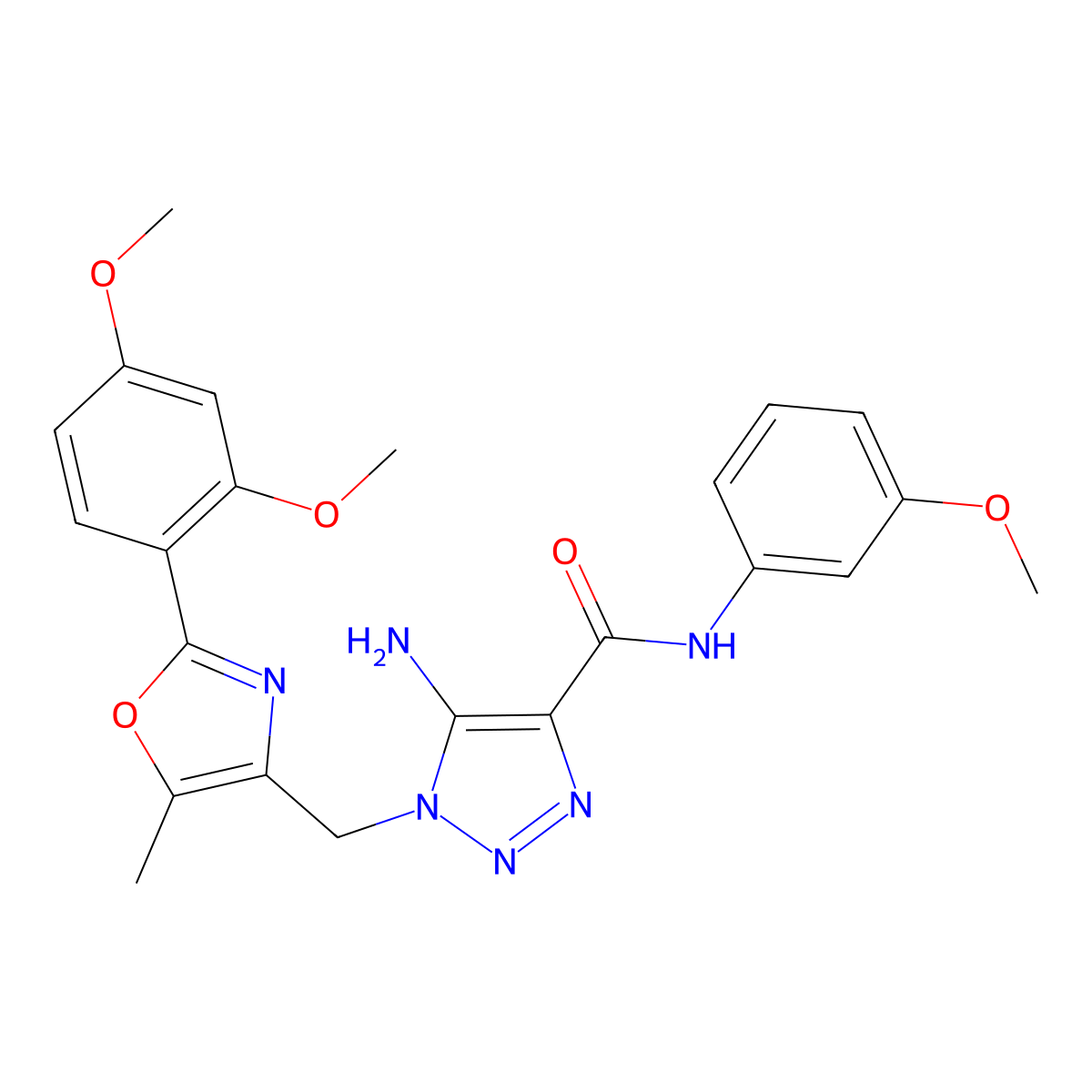 5-amino-1-{[2-(2,4-dimethoxyphenyl)-5-methyl-1,3-oxazol-4-yl]methyl}-N-(3-methoxyphenyl)-1H-1,2,3-triazole-4-carboxamide molecular structure, CAS 1112433-93-8