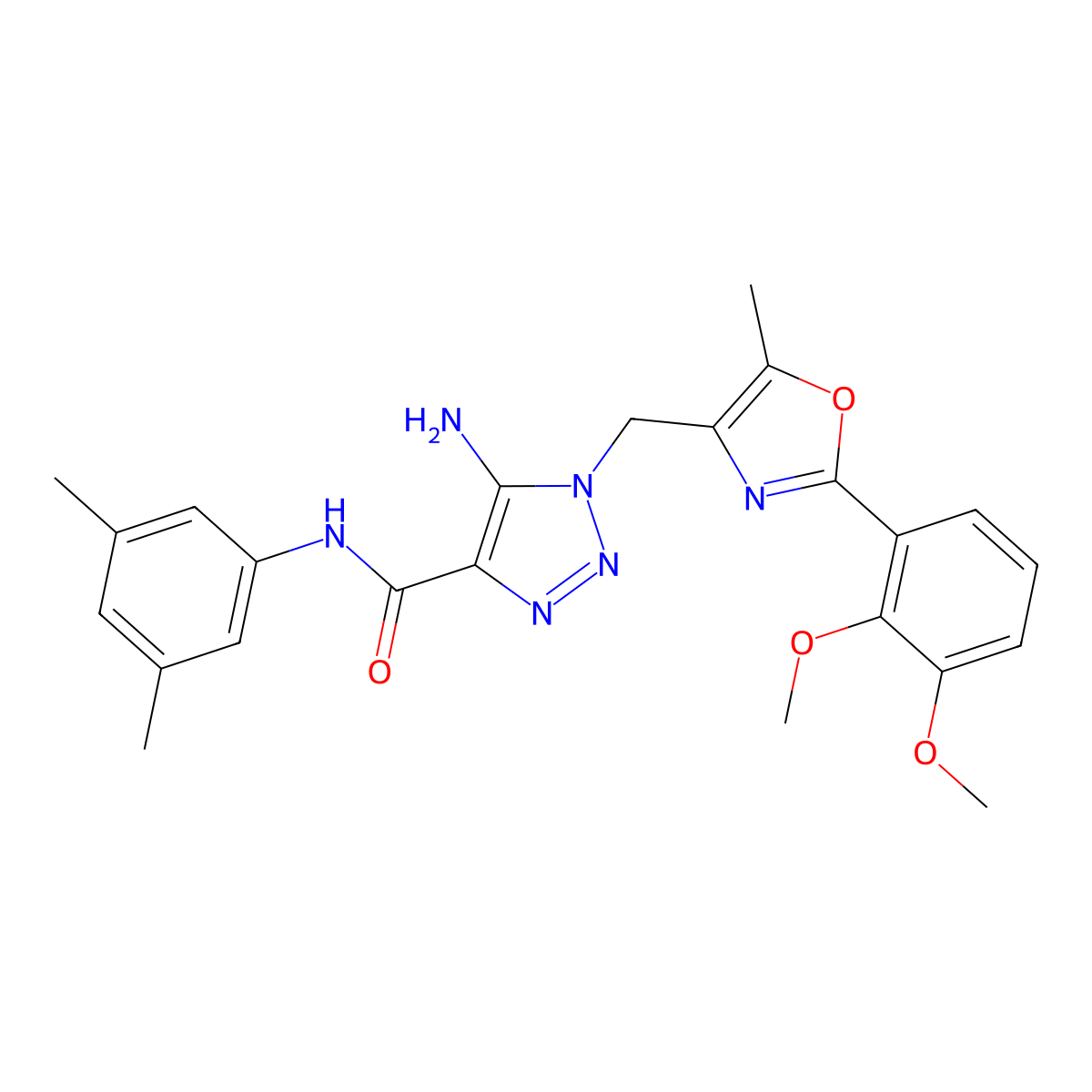 5-amino-1-{[2-(2,3-dimethoxyphenyl)-5-methyl-1,3-oxazol-4-yl]methyl}-N-(3,5-dimethylphenyl)-1H-1,2,3-triazole-4-carboxamide molecular structure, CAS 1112434-05-5