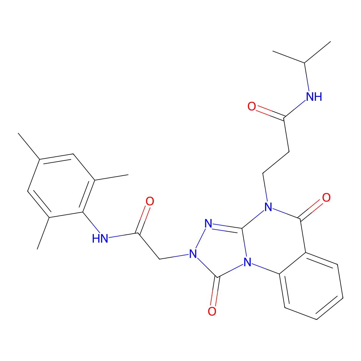 3-(1,5-dioxo-2-{[(2,4,6-trimethylphenyl)carbamoyl]methyl}-1H,2H,4H,5H-[1,2,4]triazolo[4,3-a]quinazolin-4-yl)-N-(propan-2-yl)propanamide molecular structure, CAS 1112434-25-9