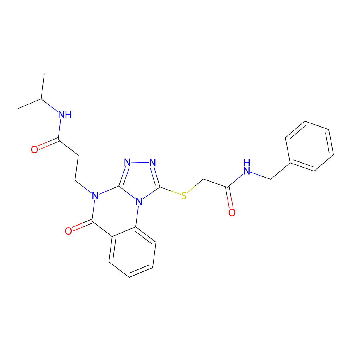 3-(1-{[(benzylcarbamoyl)methyl]sulfanyl}-5-oxo-4H,5H-[1,2,4]triazolo[4,3-a]quinazolin-4-yl)-N-(propan-2-yl)propanamide molecular structure, CAS 1112434-48-6
