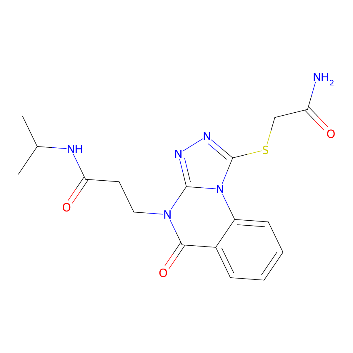 3-{1-[(carbamoylmethyl)sulfanyl]-5-oxo-4H,5H-[1,2,4]triazolo[4,3-a]quinazolin-4-yl}-N-(propan-2-yl)propanamide molecular structure, CAS 1112434-51-1