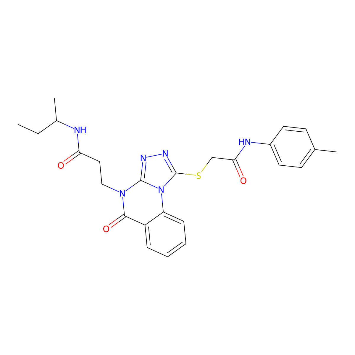 N-(butan-2-yl)-3-[1-({[(4-methylphenyl)carbamoyl]methyl}sulfanyl)-5-oxo-4H,5H-[1,2,4]triazolo[4,3-a]quinazolin-4-yl]propanamide molecular structure, CAS 1112434-59-9