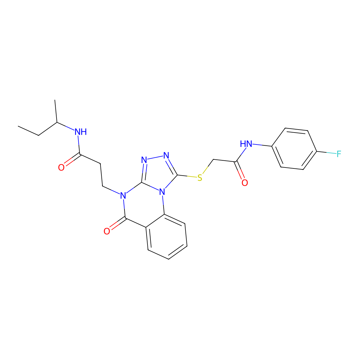 N-(butan-2-yl)-3-[1-({[(4-fluorophenyl)carbamoyl]methyl}sulfanyl)-5-oxo-4H,5H-[1,2,4]triazolo[4,3-a]quinazolin-4-yl]propanamide molecular structure, CAS 1112434-60-2